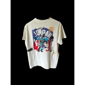 Vintage 90's Nike Michael Jordan Thrashed Swoosh Basketball T Shirt Small *Holes
